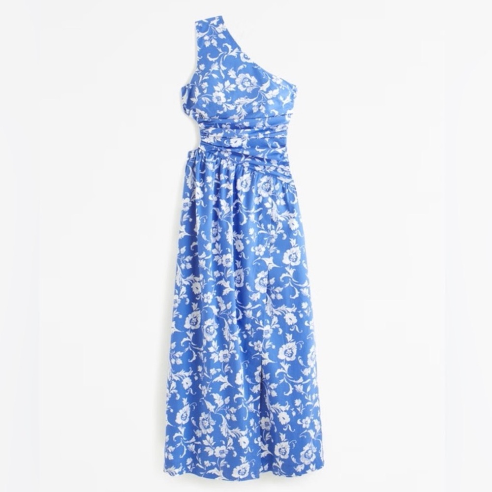 Abercrombie & Fitch One Shoulder Cutout Maxi Dress Floral Coastal